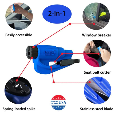 Pack Of 2 Dead Serious Car Escape Tools Keychain, Built Different 2 In 1 Seatbelt Cutter And Window Breaker, Made In Usa Compact Safety Hammer, Gotta Have This Automotive Edc Gear