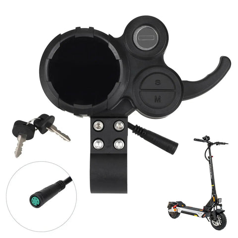 Locking LCD Scooter Dashboard With Speedometer Battery Gauge And Brushless Controller For Kukirin M4Max Electric Scooters with keys and port, black, tool-free mount