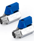 Two Pack 3/8 Inch Mini Ball Valve 304 Stainless Steel Water Flow Control Male To Female NPT Threaded Shut Off Drain Valve