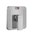 Shower Valve Trim Kit With LED Temperature Display Tru Temp Pressure Balance Rough In Valve Square Design Half Inch NPT Polished Chrome Finish