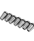 Must-Have 7Pcs Spring Collet Set For ER Tool Holders showing durable milling chuck collets made of spring steel in various sizes.