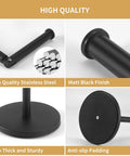 Free Standing Toilet Paper Holder With Storage in Matte Black featuring high-quality stainless steel sections and anti-slip base.