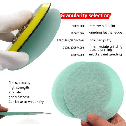 Top Tier 5 Inch Sanding Discs With Grits From 60 To 2000, Hook And Loop Design for efficient polishing and paint removal.