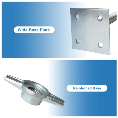 Reinforced Galvanized Steel Base Plate for Heavy Duty Adjustable Leveling Jacks For RV Trailers and Travel Trailers.