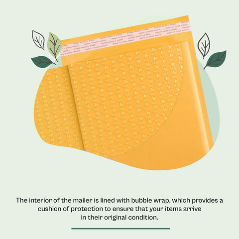 Kraft Bubble Mailers 7.25 By 9.75 Inch Yellow Padded Envelopes with Self Sealing Peel Off Strip for Shipping CDs DVDs Jewelry Photos