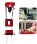 Pro Grade Drill Guide Woodworking Locator Kit with adjustable drill and hole puncher, ideal for DIY carpentry, featuring red alloy steel.