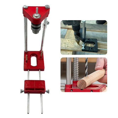 Woodworking Drill Guide Kit Adjustable Locator With Hole Puncher Positioner For Wood Portable Drill Press Jig Pro Grade DIY