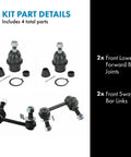 Beefed Up Front Suspension Kit With Ball Joints And Sway Bar Links For 2003 2007 Infiniti G35 And 2003 2009 Nissan 350Z Ready To Install Heavy Duty Replacement Parts, 4-piece set