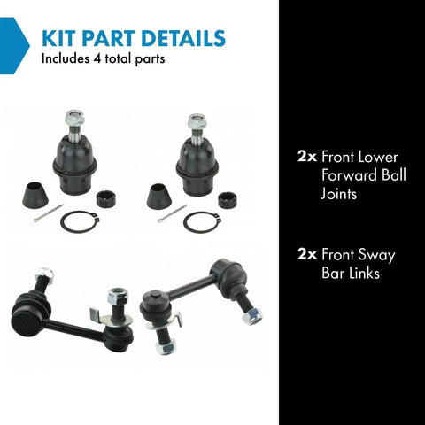 Beefed Up Front Suspension Kit With Ball Joints And Sway Bar Links For 2003 2007 Infiniti G35 And 2003 2009 Nissan 350Z Ready To Install Heavy Duty Replacement Parts, 4-piece set
