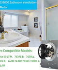 9x9 Inch Bathroom Exhaust Fan Motor Assembly Replacement With Copper Winding 50 CFM 2 Sone Compatible With 763RL 769RL Series