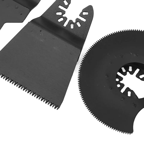 Close-up of Heavy Duty Oscillating Saw Blade Set 20Pcs High Carbon Steel Kit blades for multitool cutting
