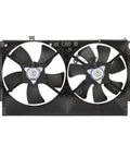 Built Tough Radiator Cooling Fan Assembly Drops Right In For Mitsubishi Lancer De Es Se Gt Gts 2008 Through 2017 showing dual fans and plastic housing.