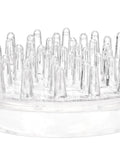 Close-up of clear spiked base of 24 Pack Spiked Caster Cups For Furniture Protectors Clear Plastic Round And Square Cups