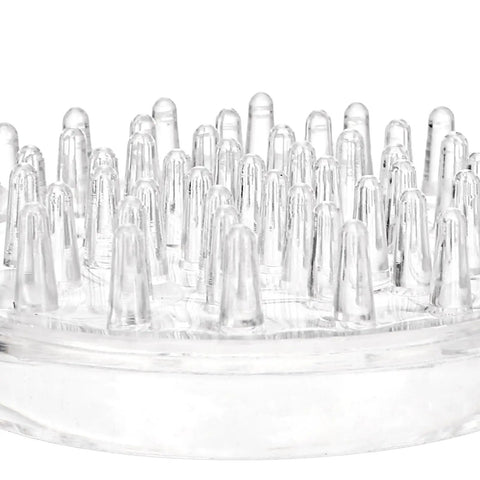 Close-up of clear spiked base of 24 Pack Spiked Caster Cups For Furniture Protectors Clear Plastic Round And Square Cups