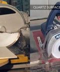 Dual saws cutting tiles with 10 Inch Porcelain Tile Wet Diamond Blade For Ultra Clean Cuts On Dense Porcelain Slabs.