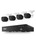 8 Channel Wired Security Camera System With 4 Indoor And Outdoor 1080P Cameras, Audio Recording, Human And Vehicle Detection, Night Vision Up To 80 Feet, DVR Kit For Round The Clock Home Surveillance, No HDD Included displayed.