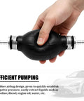 Slick Heavy Duty Rubber Fuel Transfer Pump Bulb in hand, 5.9x1.9in, designed for siphoning gasoline and diesel.