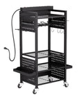 5 Tier Tool Cart With Charging Station And Eight Outlet Bank On Wheels Mobile Drill Holder And Battery Storage Rack