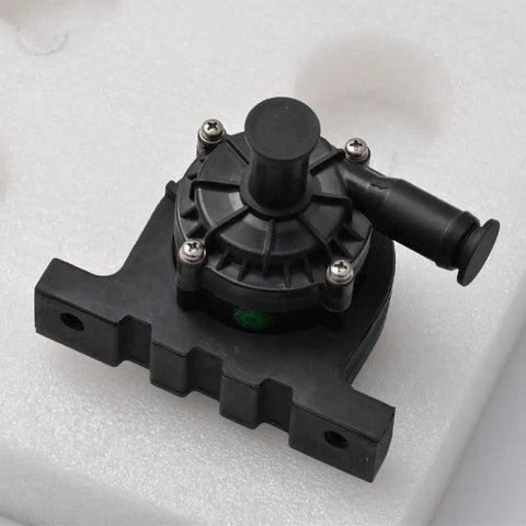 Killer Hella Smooth 12 Volt Pwm Electric Water Pump for car cooling systems on white foam surface.