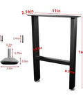 16 Inch Metal Table Legs for DIY Coffee End Tables Black Set of 2 Heavy Duty Steel Replacement Legs 16 Inch High by 11 Inch Wide