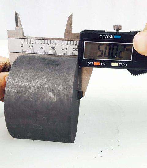 Digital caliper measuring Graphite Ingot Block For EDM And Milling Surfaces Pro Grade 99.9 Percent Purity 75 By 50 Mm Plate