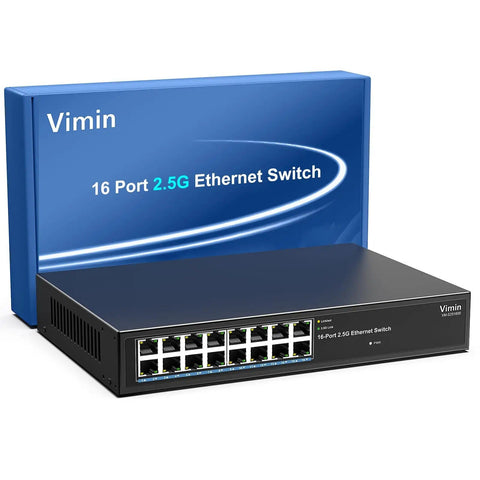 Unmanaged 16 Port 2.5G Ethernet Switch Plug And Play Base T No Fuss Setup 120Gbps Switching Capacity with box