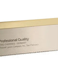 Pro Grade 10 Inch Brass Back Dovetail Saw Forged From Premium German Steel Pre Sharpened At Fifteen Tpi showing wooden handle and fine teeth.