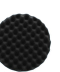 8-Inch Foam Buffing Pads For Auto Detailing And Paint Repair With Waffle Pattern, single black pad, top view