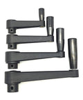 Set of four 3.15 Inch Nylon Crank Handles for drill press and milling machines, black finish, round or square mount, side view
