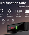 Biometric Gun Safe With Wireless Charging, 3 Quick Access Fingerprint Money Boxes, Compact Bedside Drawer Safe With 24 7 Digital Clock