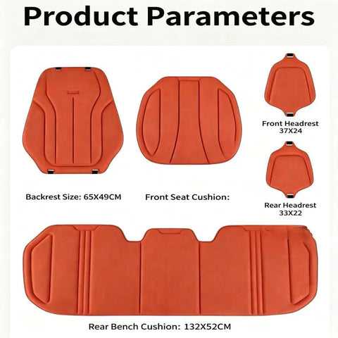 Breathable Car Seat Cushions Full Set With Seaweed Fiber Backrest And Headrest Covers Featuring Solid Non Slip Silicone Base And Airbag Safe Design To Crush Summer Heat And Keep Your Daily Drive Fresh size and layout diagram