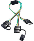 17.5 Inch 4 Pin To 4 Pin Trailer Light Wiring Connector Adapter Y Splitter Cable Extension For Tailgate Lights And Trailer Lights Plug And Play Waterproof Cap