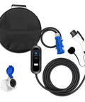 Level 2 32A 7KW Home EV Charger Cable 5M GBT Plug, 1 Phase Fast Charging Station shown with bag and plug adapter