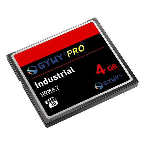 Ready To Roll 4GB Compactflash Memory Card With Blazing Fast UDMA Speeds And Rock Solid Shockproof Build For Vintage Digital Cameras And Demanding Worksite Applications, shown at angle.