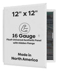 Rock Solid 12X12 Flush Metal Access Panel For Walls And Ceilings, Heavy Duty 16 Gauge Steel With Hidden Flange, open view.