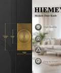 Antique Brass Dummy Door Knobs Interior Modern Vintage Square Door Handles For Bifold And Closet Doors Rectangle Style 2 Pack Easy Install Non Latching Hardware front view on black door with dimensions and features.