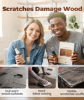 All In One Wood Repair Kit For Furniture Floors And Doors Scratch Remover And Color Restorer Easy DIY Wood Filler shown held by smiling couple.