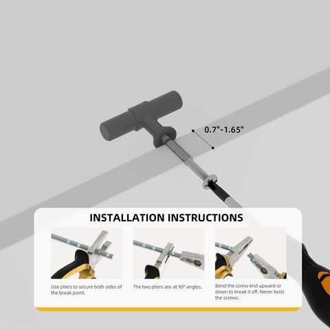 Installation instructions for using 5 Pack Black Cabinet Knobs And Drawer Pulls, T Bar Dresser Handles.