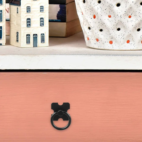Set Of Four Black Round Ring Cabinet Pulls Handles For Closet Doors Dressers TV Cabinets Kitchen Hardware on drawer