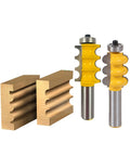Top Shelf 2 Piece Triple Bead Column Molding Router Bit Set for Fancy Woodwork and Furniture Legs showing two bits with decorative profiles.