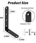 Heavy Duty L Brackets And Corner Braces 5 X 3 Inch Solid Steel 4 Pack specifications showing dimensions and hole sizes.