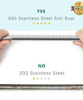 Comparing 79 Inch Expandable Shower Hose Extra Long for Handheld Shower Head Chrome 304 vs 202 stainless steel quality.