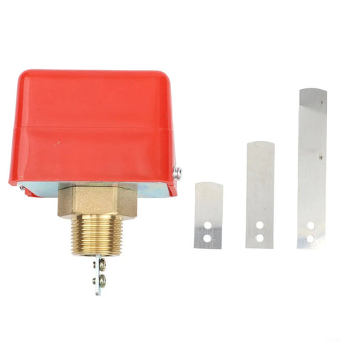 Heavy Duty Paddle Flow Switch Sensor For Water Quality Monitoring In Industrial Settings Built Tough With Rainproof ABS Housing And Precise Flow Detection To Keep Water Oil Flow Under Control, red ABS sensor with brass thread and paddle blades