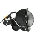 Heavy Duty 6800W Electric Circular Saw With Smooth Angle Adjustments For Easy Wood Metal Stone And Tile Cutting Comes With Blazing Blades Built Like A Tank For Real World DIY Grinds, showcasing blade and handle.