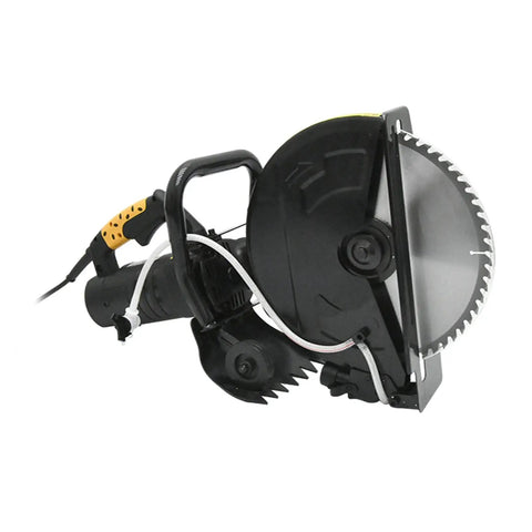 Heavy Duty 6800W Electric Circular Saw With Smooth Angle Adjustments For Easy Wood Metal Stone And Tile Cutting Comes With Blazing Blades Built Like A Tank For Real World DIY Grinds, showcasing blade and handle.