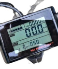 Close-up of Waterproof LCD Bike Display And Computer For 48V Ebikes with speed and mileage tracker on black casing