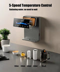 Wall Mounted Instant Hot Water Cooler For Office Or Home, countertop style, sleek white, set against a kitchen backdrop with cups and plants
