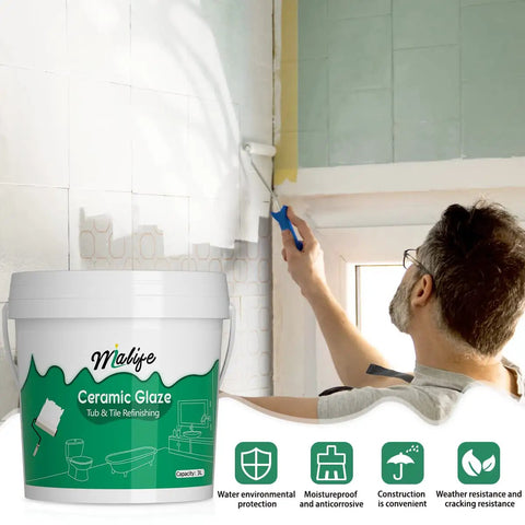 Person applying Tub And Tile Refinishing Kit With Odorless White Finish for DIY Bathtub Repair using full tools