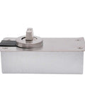 Beefy Hidden Door Hinges With 360 Degree Pivot in silver, heavy-duty design for secret doors, side view showing hardware details