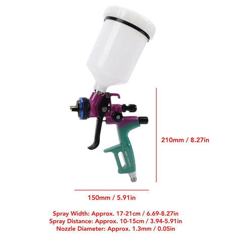 Professional HVLP Spray Kit With 600Ml Cup And 1.3Mm Nozzle for precise spraying and smooth finishes, 210mm tall.